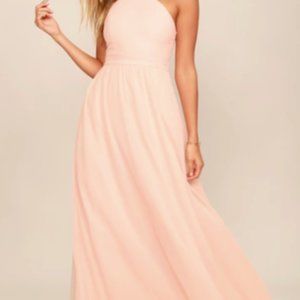 Lulus air of romance peach dress bridesmaid blush